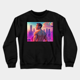 Lofi Shirtless Thai Man Overlooking City 03 Crewneck Sweatshirt